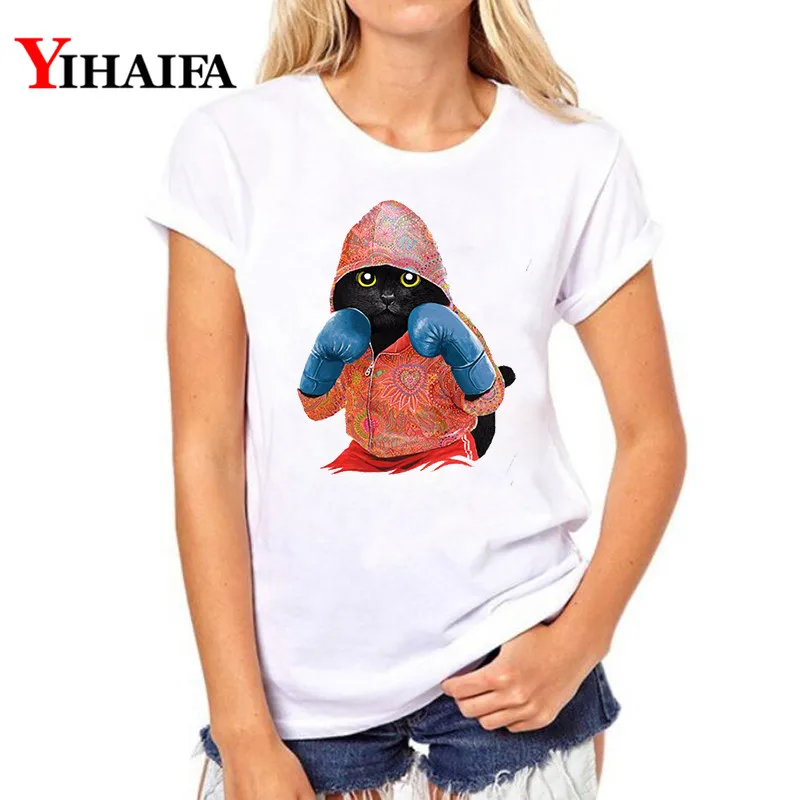 

Fashion Women Cat 3D Print T Shirt Female Tee shirt Short Sleeve Animal Tops Clothes White T-shirts camisas mujer
