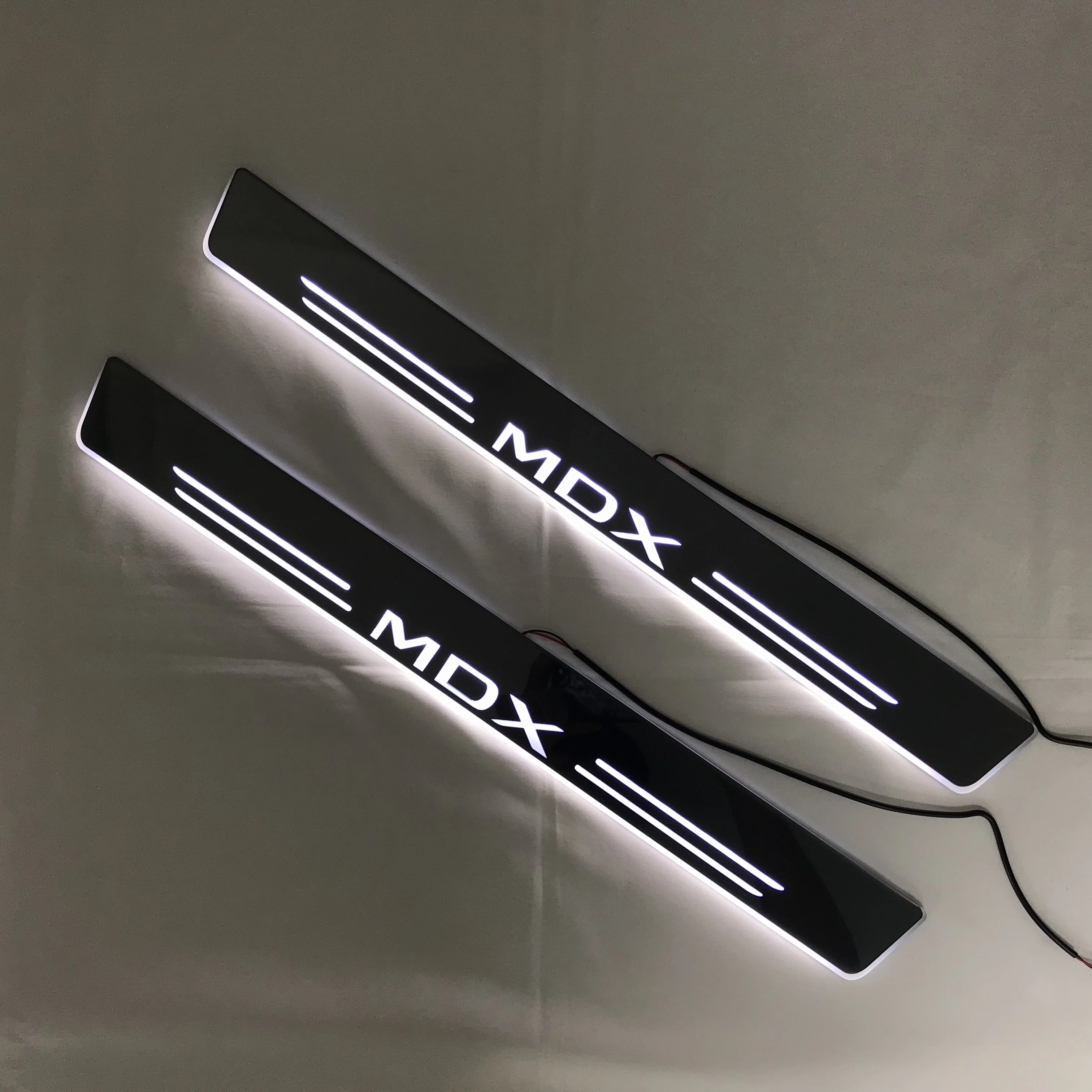 RQXR led moving door scuff for Acura mdx dynamic door sill plate flat lining overlay Flow/still lig - 33024022599