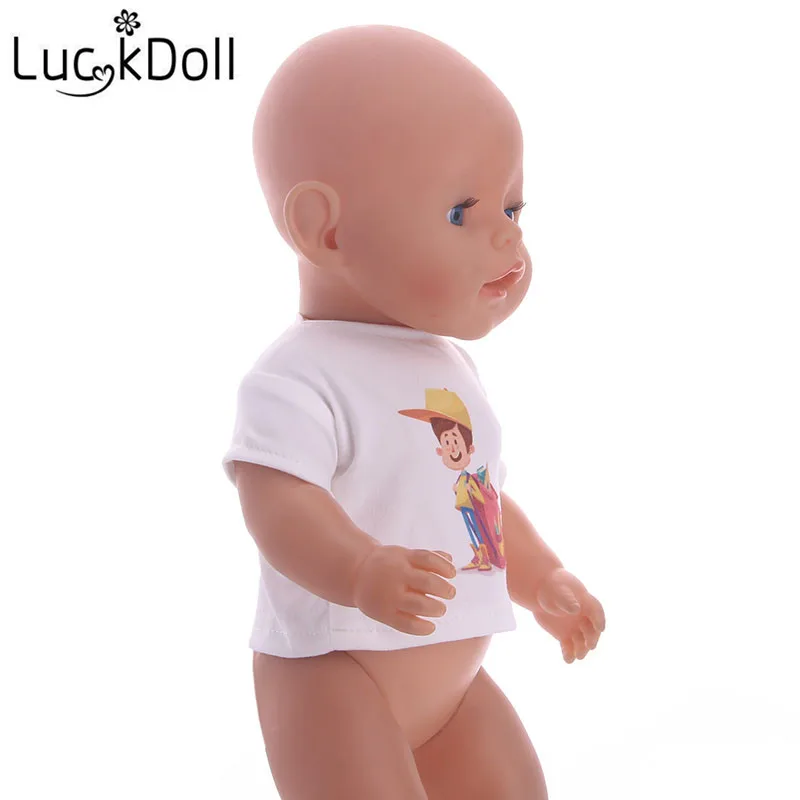 LUCKDOLL хлопковая Футболка Подходит для 18-дюймовые американская кукла Logan кукла мальчик одежда аксессуары игрушки для детей