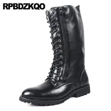 Осенняя осень обувь мода молния дизайнер мужские кожаные высокие сапоги боевые туфли полусапожки военные черный армейские водонепроницаемый комфортно мужская удобные мужчина