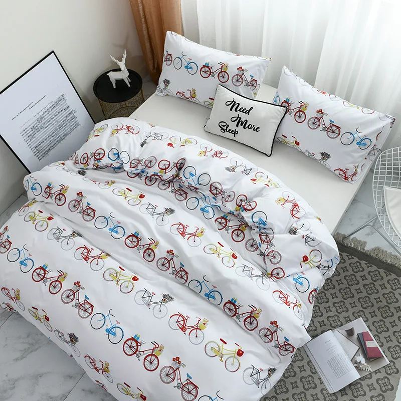 

Fashion Bike Print Bedding Set Quilt Cover Pillowcases Duvet Cover Sets Twin Full Queen King 2/3pcs Bedroom Deco Home Textile
