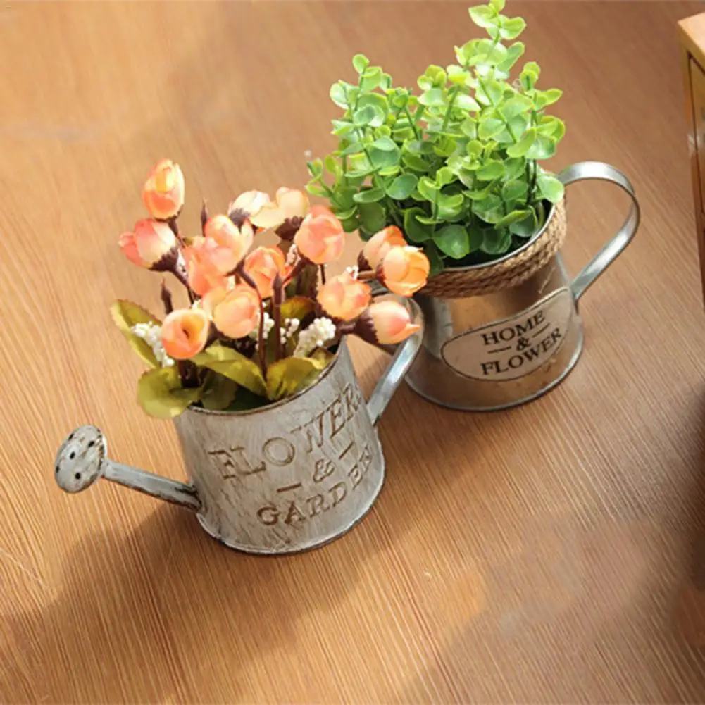 Винтажный металлический ручной полив Цветочная композиция домашний декор суккуленты цветочный горшок ведро ваза для цветов