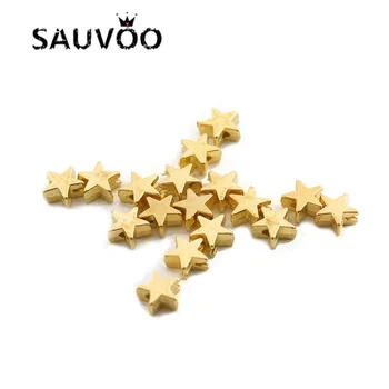 

SAUVOO 200pcs/lot CCB Gold Silver Color Star Spacer Beads 6*6mm 1mm Hole End Caps Beads DIY Jewelry Making Findings Charm Beads