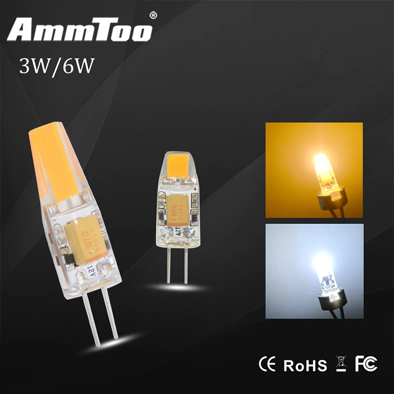 Светодиодная лампа G4 с регулируемой яркостью AC/DC 12V 3W 6W COB светодиодный прожектор
