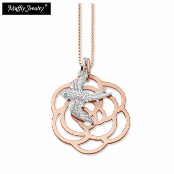 

Swallow And Rose Necklace,Thomas Style Glam Fashion Good Jewelry For Women,2017 Ts Gift In Rose Pure Gold Color,Super Deals