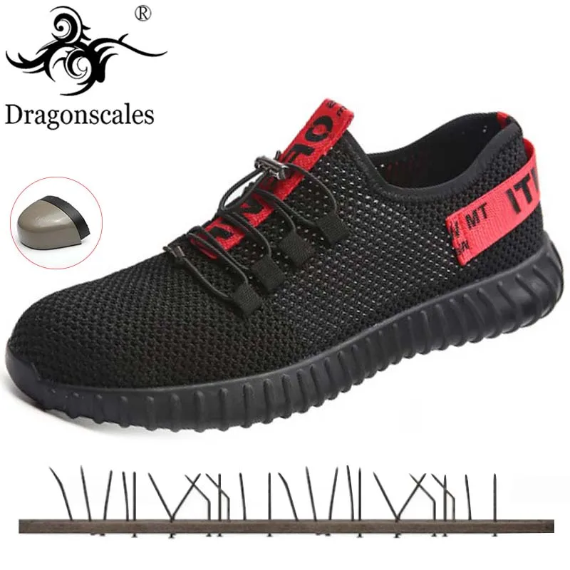 

Men's Breathable Steel Toe Safety Shoes Lightweight Summer Prevent Puncture Bottom Construction Work Single Mesh Sneakers 35-46