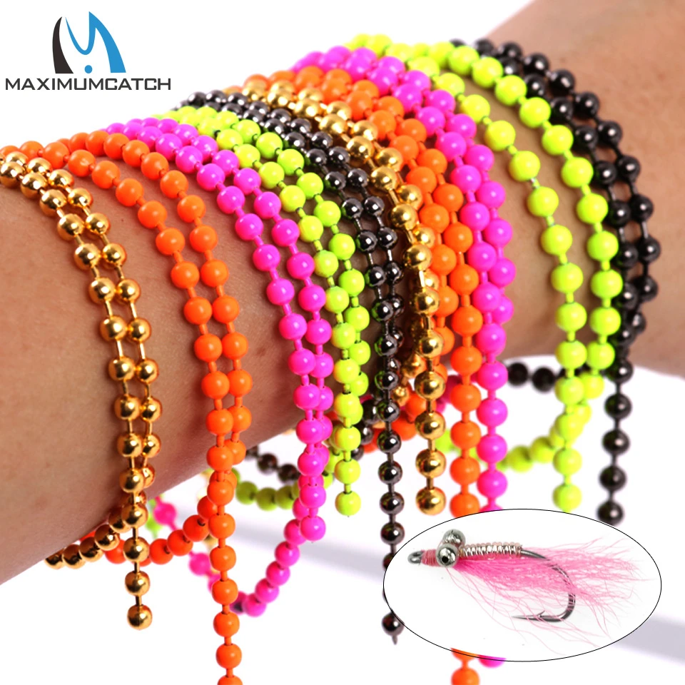 Maximumcatch 31cm/pc Fly Tying Bead Chain Tying Bead Eyes Metal 3.1mm 4