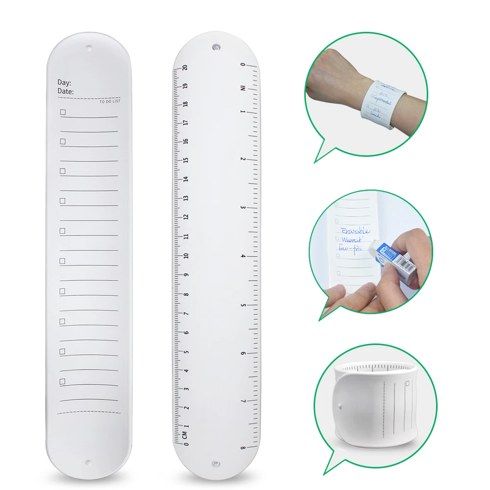 

NEWYES Smart Silicone Erasable Slap Bracelets Waterproof Memo Notes Ruler Wristband for Women Kids Birthday Gift Adjustable Size
