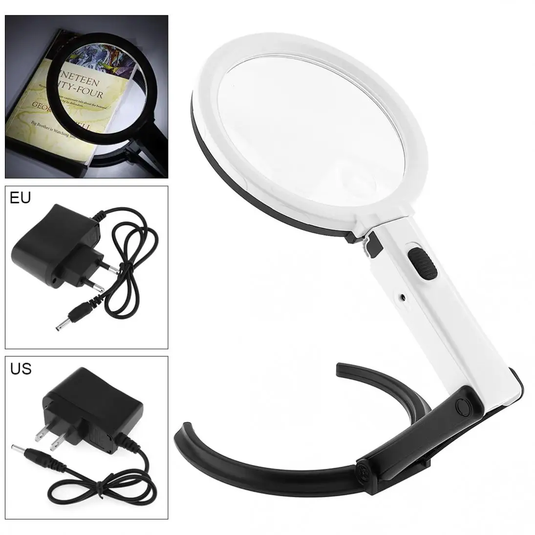 Portable 10 LED Light Magnifier Magnifying Glass with Light Lens Table