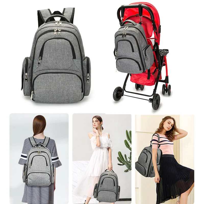 Baby Diaper Bag For Boys Girls Stoller Mother Wetbag Multifunctional Mummy Backpack Large Capacity Nappy Bags Gray Changing Bag (2)
