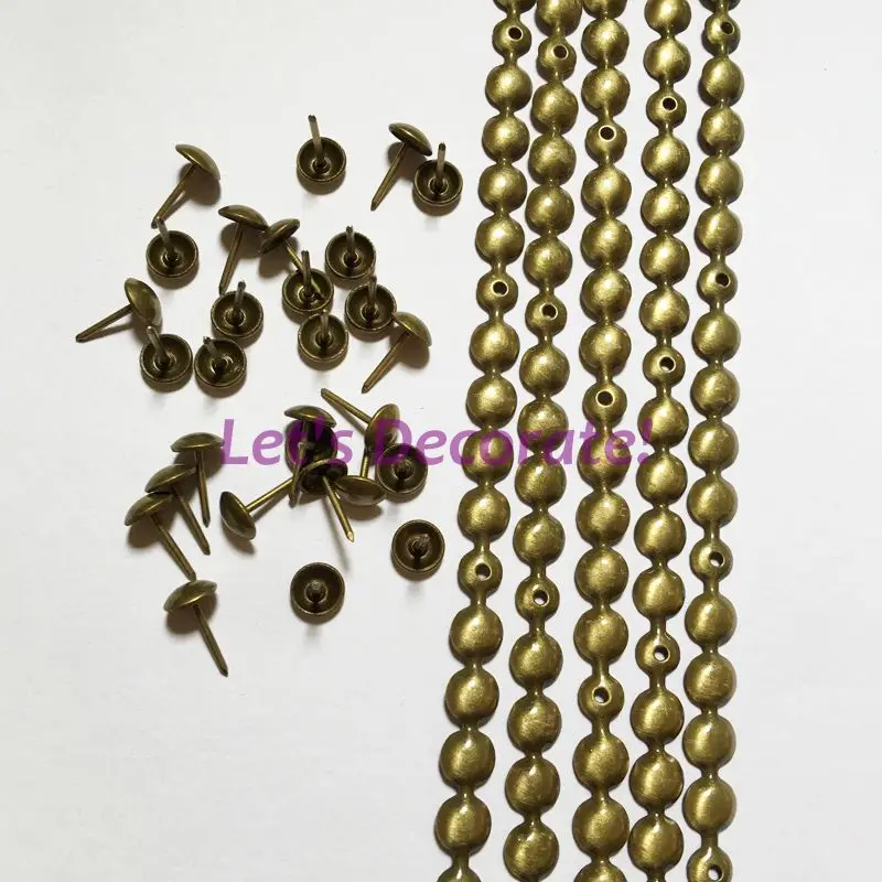Free shipping 10meters/lot 9.5mm Brass Color Plated Decorative Nail