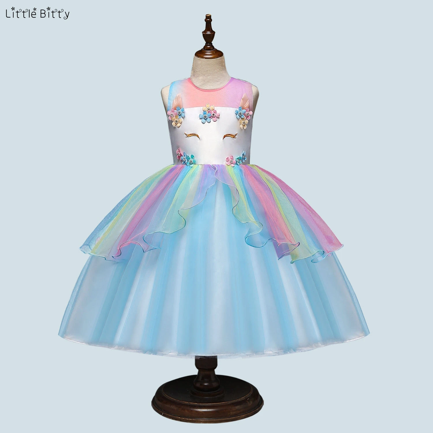 

Baby Girls Rainbow Party Dress Tutu Dresses For 3-9Years Vestido Infantil Unicorn Dress Roupas Infantis Menina Princess Dresses