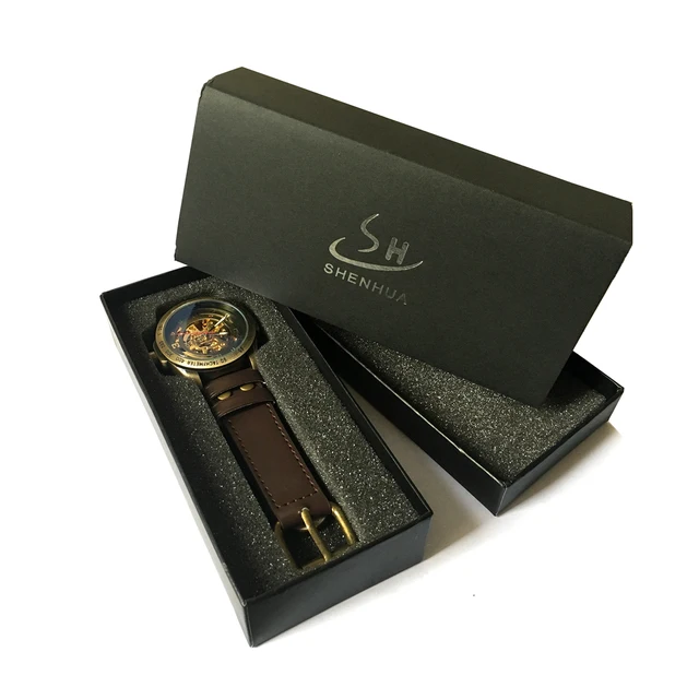 Watch Men Mechanical Automatic Watch Steampunk Skeleton Self Winding Mens Watches Retro Leather Wristwatch Clock montre homme -