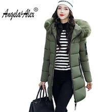 angela&alex winter jacket women long 2017 new fashion down cotton parka Hooded Thickening Super warm Long sleeve ladies coat