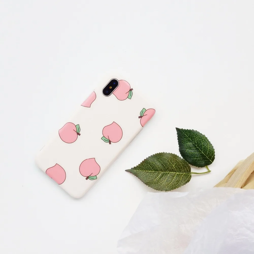 

Ultra-thin Silicone Phone Case For iPhone 6 6s 7 8 Plus Peach Patterned Case For iPhone X XS XR XS Max Back Cover Coque