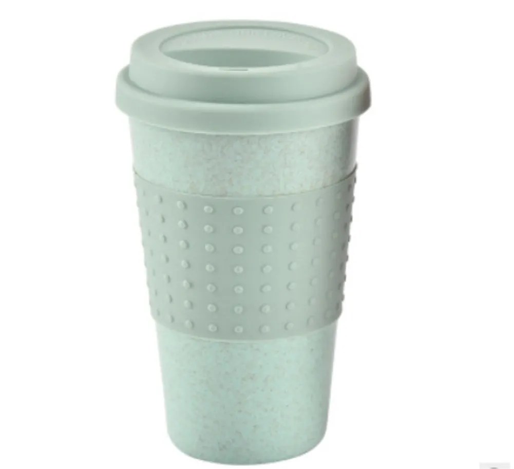 Многоразовые биоразлагаемые кофейные чашки из пшеничной соломы, экологичные кофейные кружки для путешествий, стильная кружка ins - Цвет: Светло-зеленый