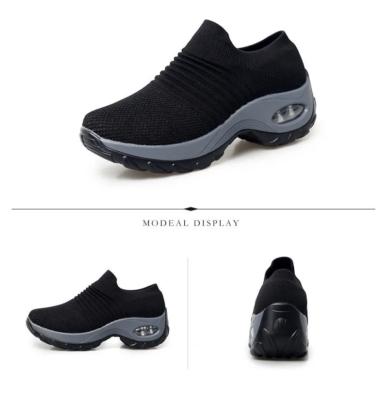 Spring Sneakers Women Flats Shoes Breathable Mesh Casual Platform Shoes Woman Creepers Comfortable Black Sock Shoes (6)