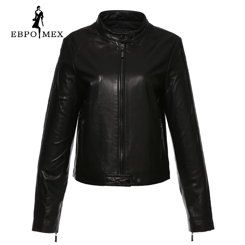 

2017 fashion classic style leather jacket,Short,Sheepskin,Casual,black,Leather jacket women EBPOMEX