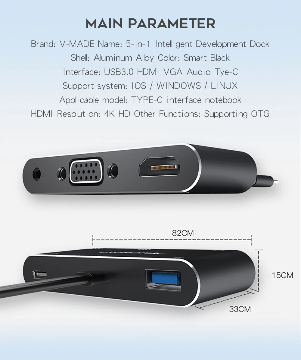 Vmade USB HUB Тип C к HDMI VGA для MacBook samsung Galaxy S9/примечание 9 huawei P20 Pro Коврики 20 X Pro ноутбук Тип-C usb-концентратор, адаптер