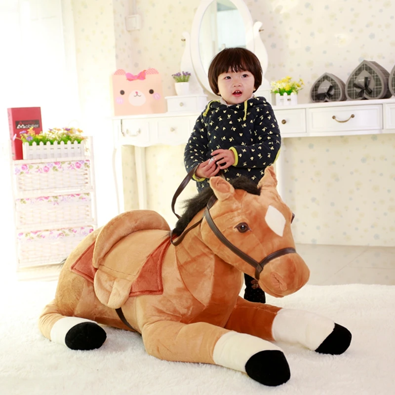 Dorimytrader Quality Cute Simulation Animal Horse Plush Toy Kids Ride Horse Toys (1)