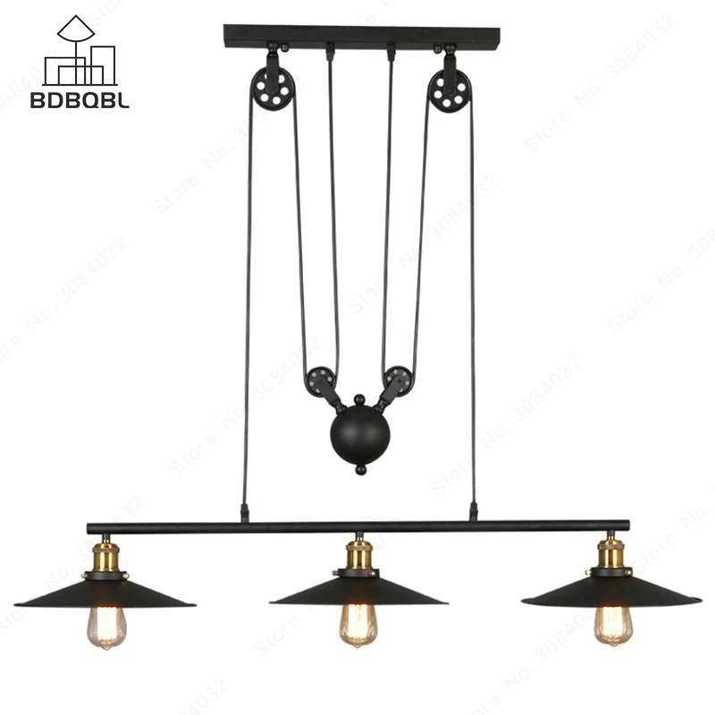 

BDBQBL Retro Industrial Decor Metal Pendant Lights 1/3 Heads Black Iron Loft Hanging Lamp E27/E26 Bulb Bedroom Kitchen Hanglamp
