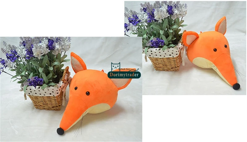Dorimytrader Pop Anime Realistic Animals Heads Elephant Fox Panda Deer Rhinoceros Plush Toys Animal Wall Hanging Nice Home Decoration Doll DY61780(19)