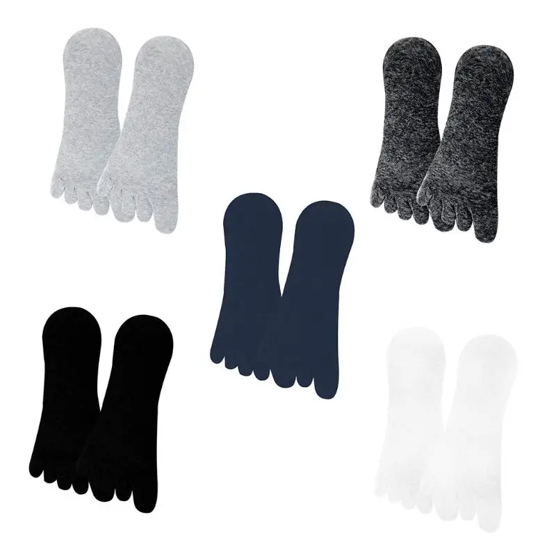 

Mens Classic Solid Color Five Toes Cotton Now Show Low Cut Boat Socks Invisible Breathable Non-Slip Silicone Slippers Hosiery
