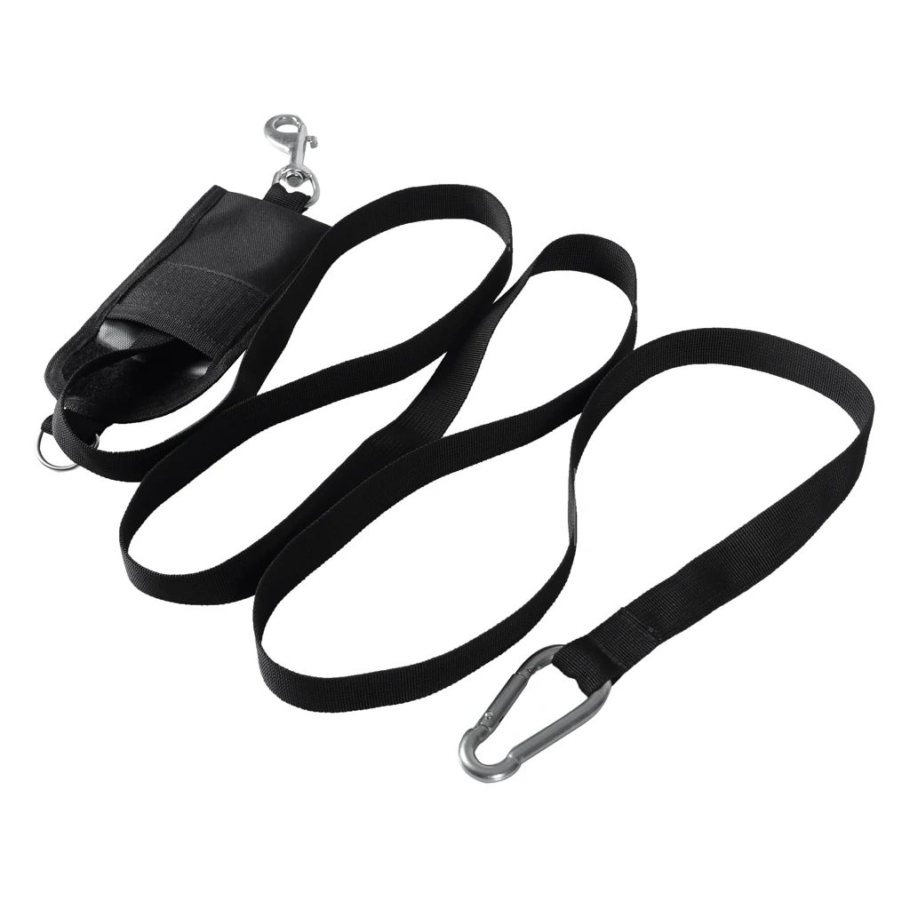 Safety Nylon Heavy Duty Technical Scuba Diving Jon Line with Pouch Clip D Ring Carabiner for Scuba Diving Underwater Equipment