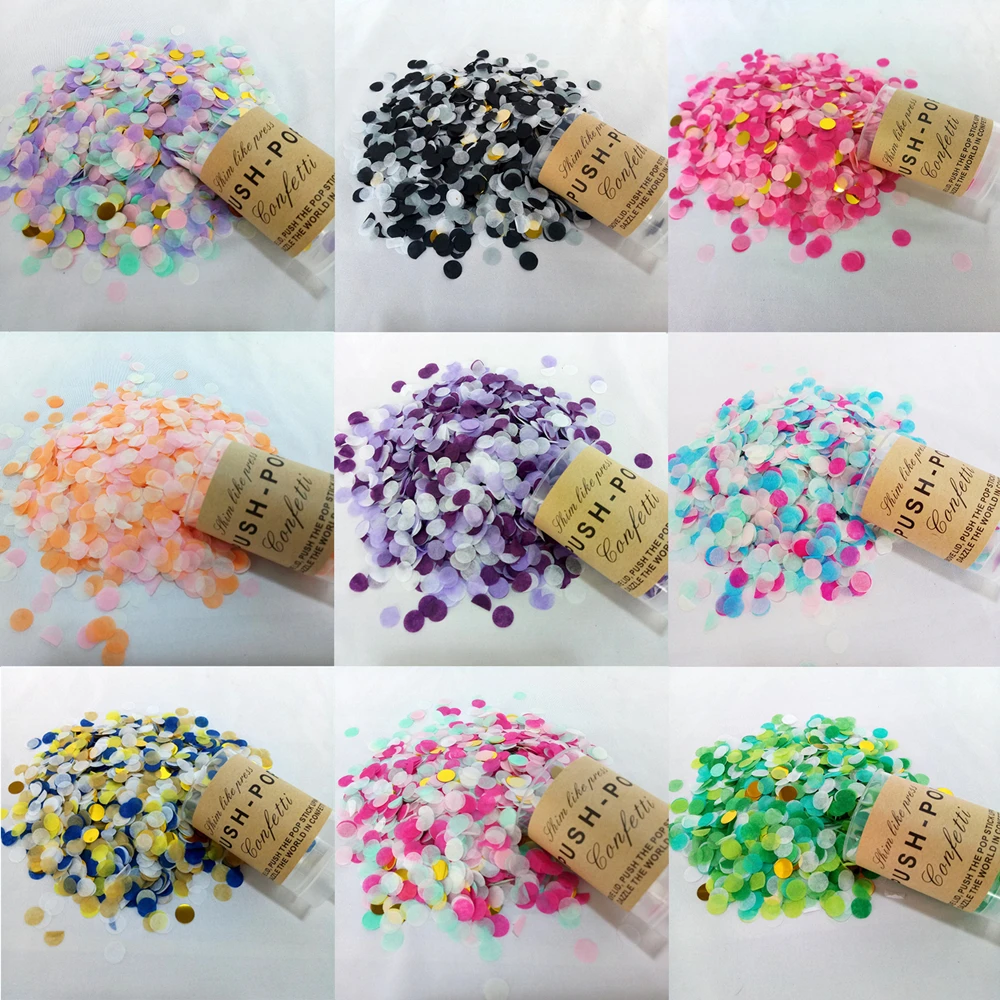 

1 Set Mixed Color Push Pop Confetti Push Poppers Wedding Party Decoration 1CM Paper Metallic Confetti Happy Birthday Party Decor