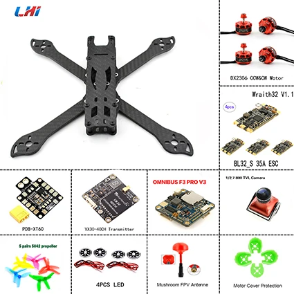 LHI PUDA frame fpv камера Квадрокоптер комплект для сборки omnibus F3 Контроллер полета 2306 бесщеточный двигатель и Wraith32 35A ESC TureX - Цвет: Цвет: желтый