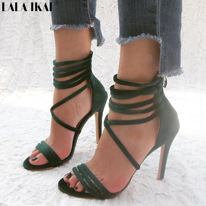LALA IKAI 2018 Summer Sandals Women Sexy Narrow Band Cross