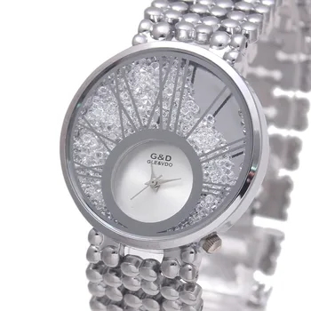 

2017 Brand Luxury G&D Women Quartz Wristwatches Silver Stainless Steel Lady's Bracelet Watches Relojes Mujer Relogio Feminino