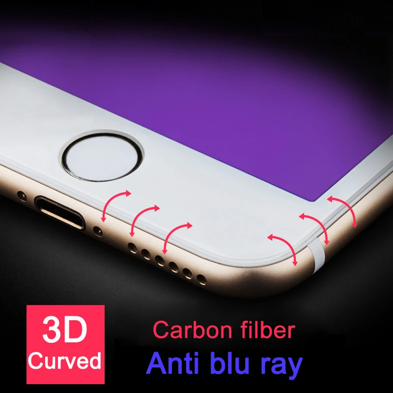 Koop YKSPACE 3D Zachte Rand 9 H Anti Blue Ray Licht Gehard Glas Volledige Cover Screen Protector Film Voor iPhone 6 6 s 7 8 Plus X Xs Max XR