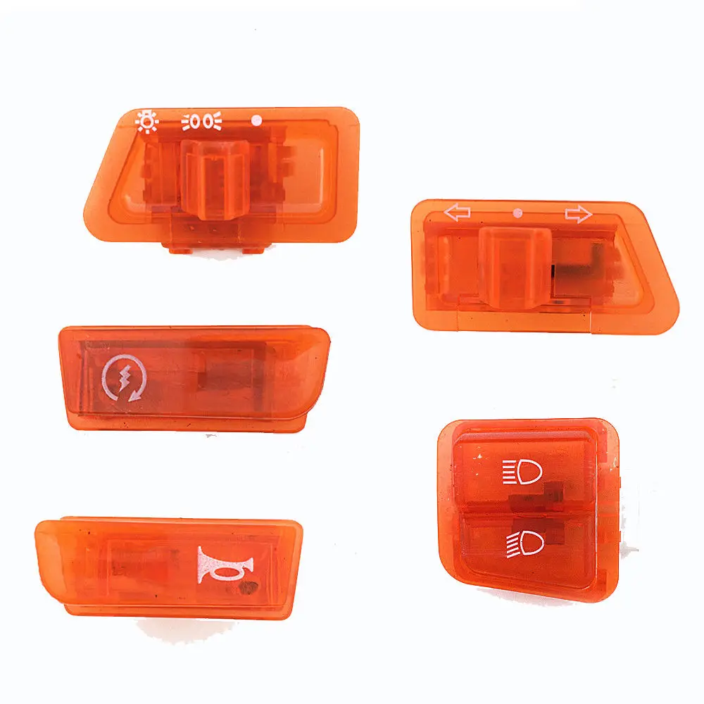 

New 5 pcs Motorcycle Starter Button Switch Moped Scooter Turn Signal Headlight Horn Switch Head Light Horn Dimmer Turn Switch