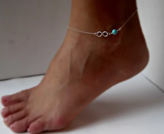 Sexy Simple Bead Charm Infinity Ankle font b Gold b font Color Silver Color Women Anklet