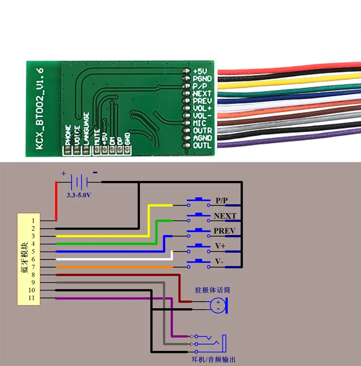 KCX_BT002 Bluetooth аудио приемник модуль беспроводной Bluetooth 5,0 схема приемник плата стерео аудио выход