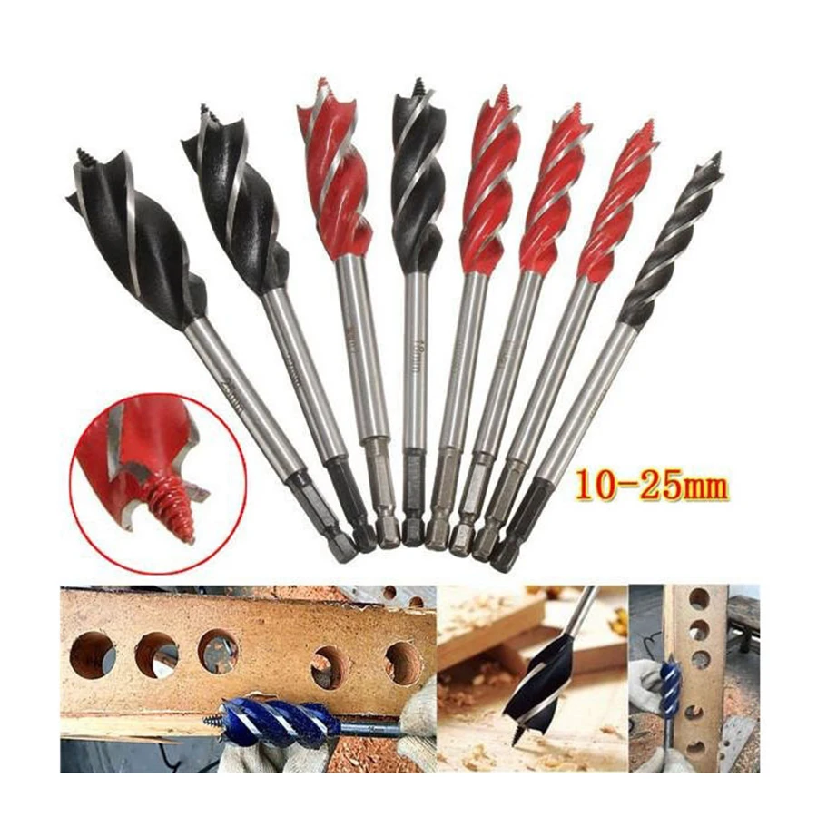 1PCS 10 25mm Durable 4 Cutters Twist Drill Bit Set Fast Cut Auger