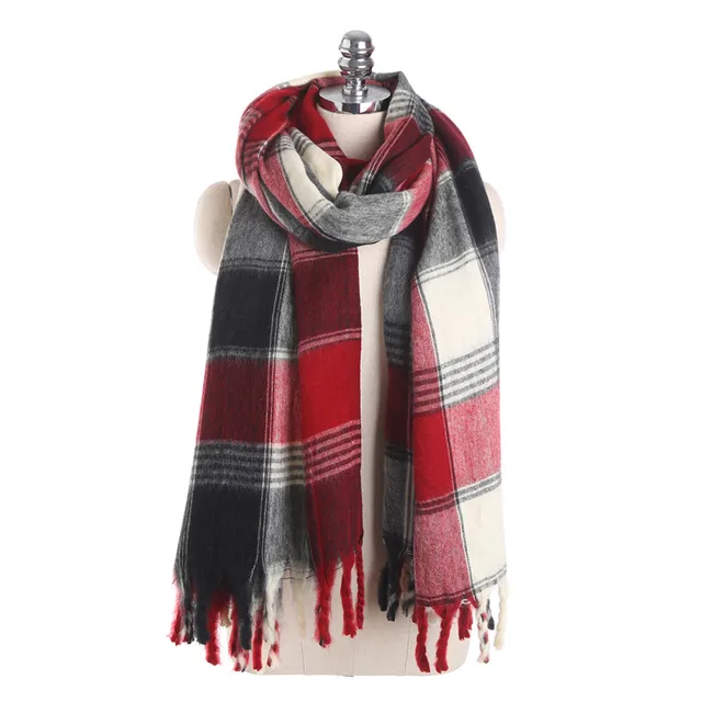 2017 autumn and winter new plaid scarf for women fashion warm long patchwork red and black - Christmas Plaid Scarf 2017 autumn and winter new plaid scarf for women fashion warm long patchwork red and black - Christmas Plaid Scarf