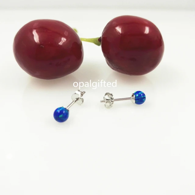 1 Pair Synthetic Opal Beads Earrings Round Ball 4mm 1 Pair Synthetic Opal Beads Earrings Round Ball 4mm Stud Earring 925