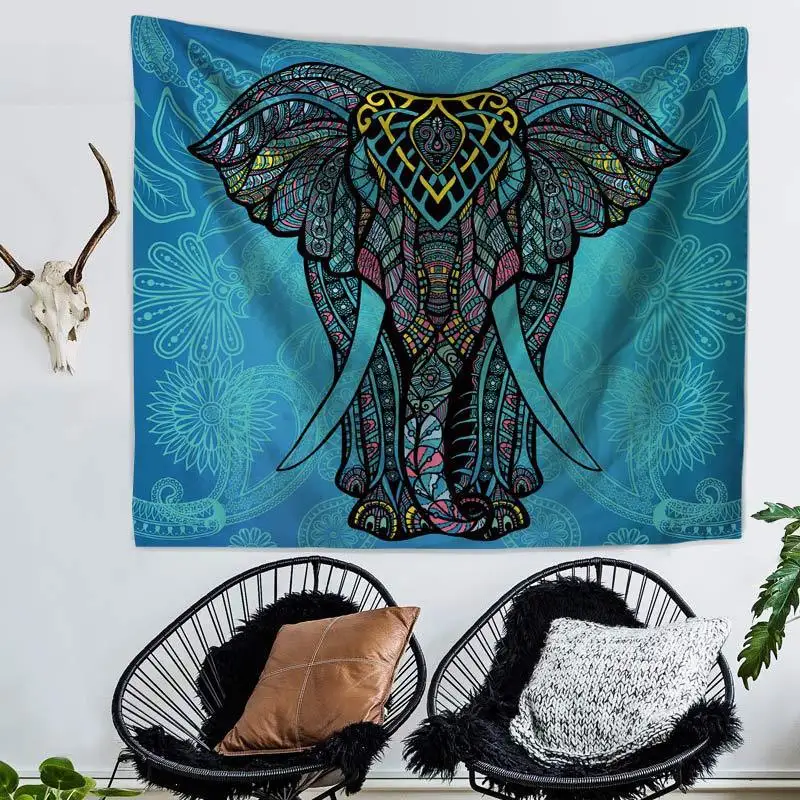 Vintage Large Ethnic Bohemian Hippie Indian Elephant Tapestry Mandala