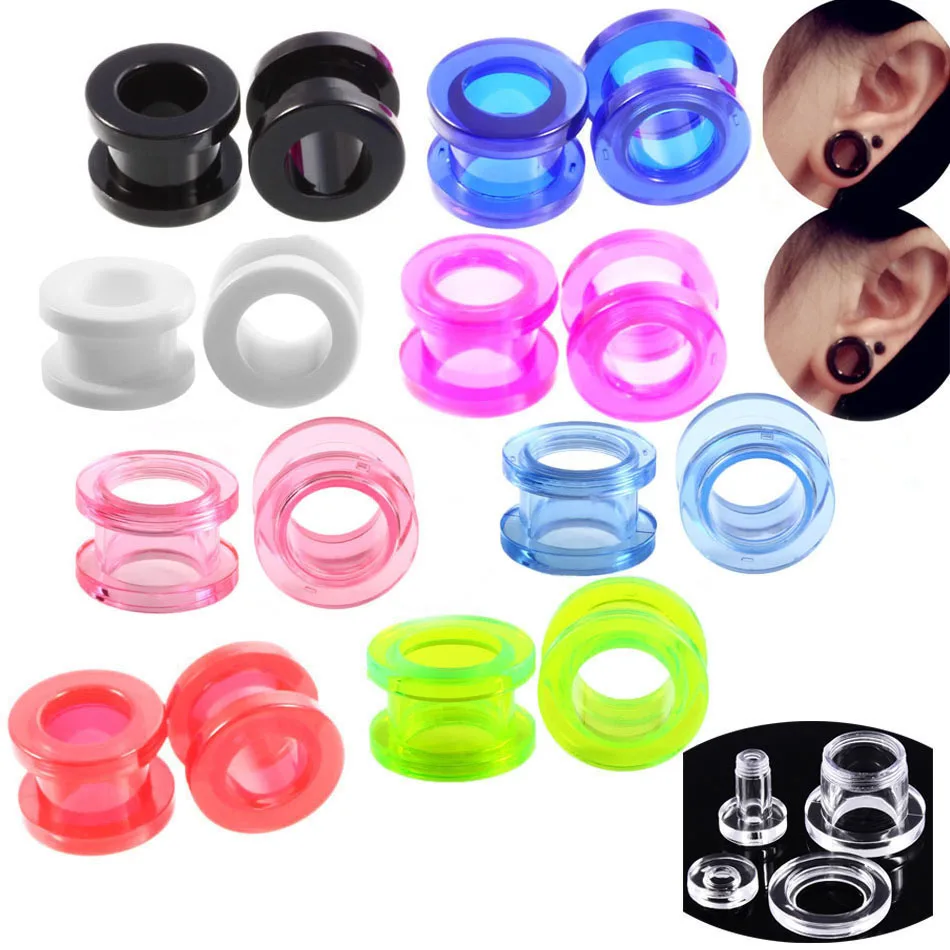 1pairs Multicolor Acrylic Ear Stretching Expander Piercing Body Jewelry Many Sizes Flared Ear