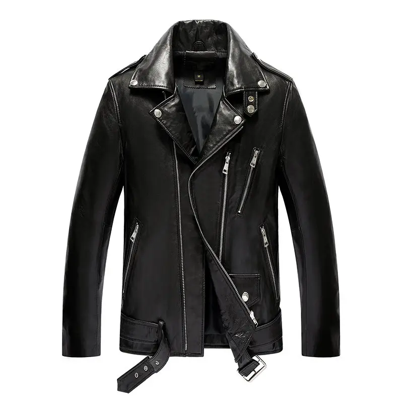 YOLANFAIRY/мужская куртка из натуральной овечьей кожи, кожаная куртка-бомбер, демисезонная мотоциклетная куртка размера плюс 19-811 MF620