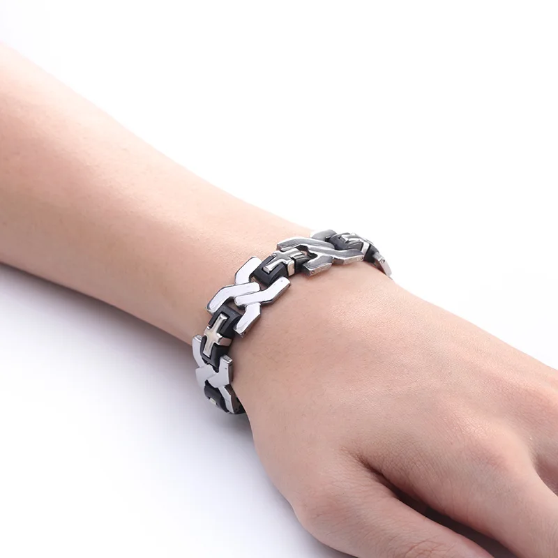 2018 панк Иисус крест Браслеты нержавеющей стали Для мужчин Jewelry мужской Шарм