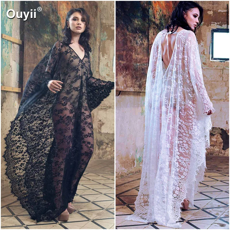 

Sexy Bikini Cover-Up Embroidered Loose Large Size Beach Cardigan 2019 Fashion Holiday Blouse Long-sleeved Blouse