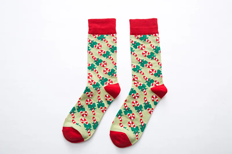 La MaxPa/теплые носки, рождественские носки для влюбленных, хлопковые забавные женские носки, Новогодние рождественские красные носки k2045 - Цвет: green cane