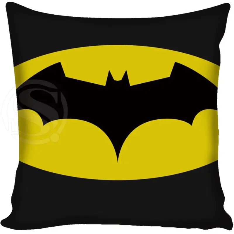 

Custom Batman Logo Pillowcase Square Zippered Home Decorative Pillow Cover Two Sides Printed more size35X35 40X40 45X45 60X60