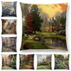 Newest American Countryside Oil Painting Cushion Cover Beautiful Scenery the castle lighthouse Sofa Throw Pillowcase ► Photo 2/6