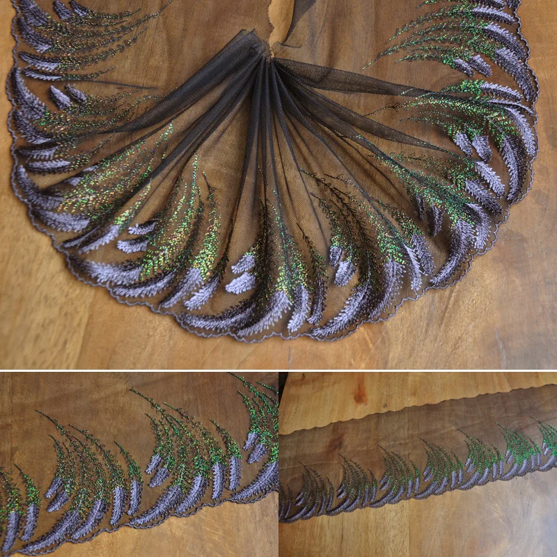 5meters 19cm black lace ribbon diy embroidered net embroidery lace trim