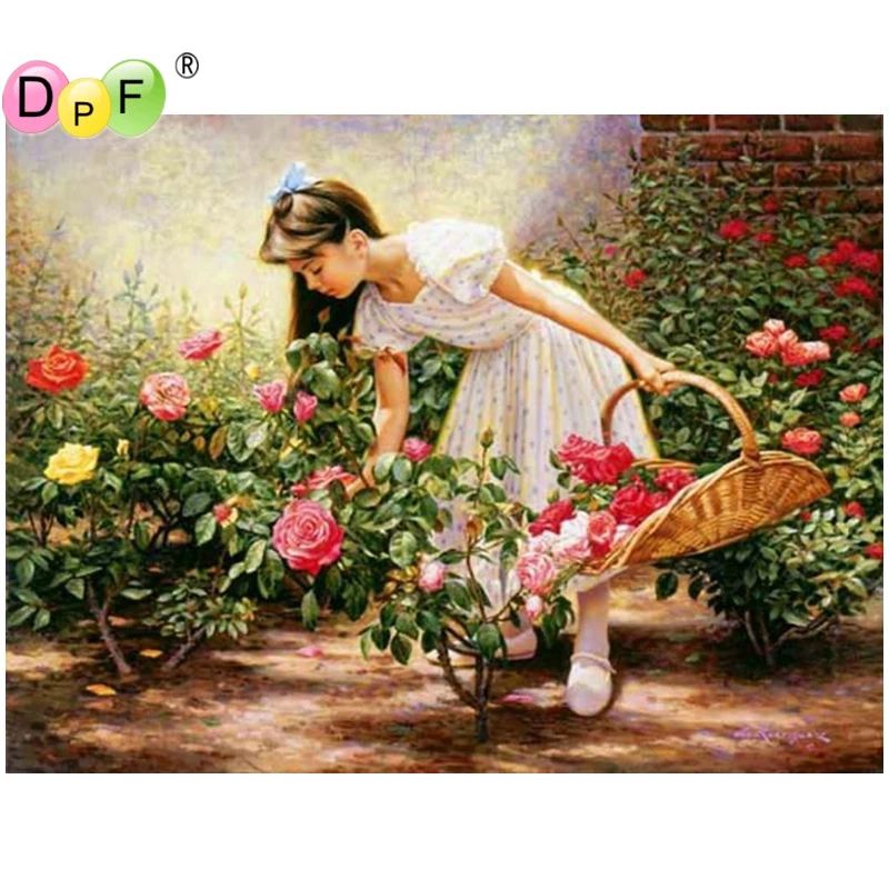 

DPF Diamond embroidery scenery full drill cross stitch crystal square diamond sets unfinish decorative diy diamond painting Girl
