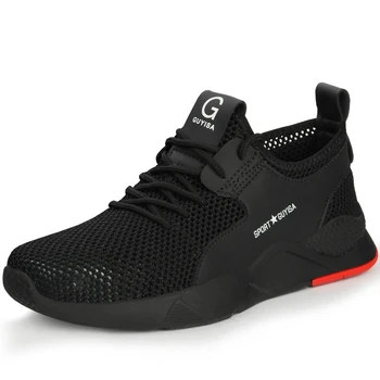 

high quality men casual breathable steel toe caps work safety shoes outdoor platform worker shoe summer security boots protect